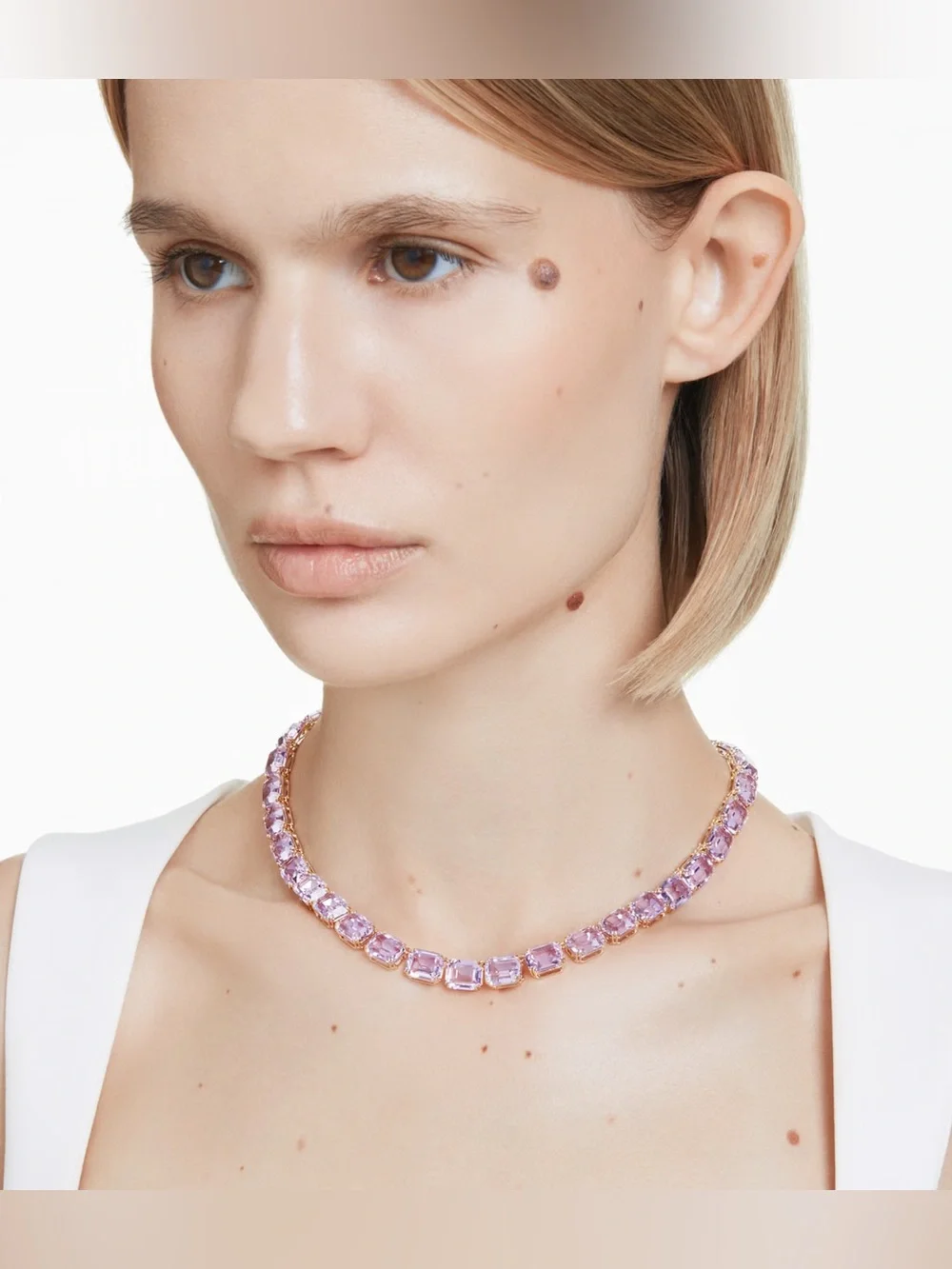Swarovski Millenia Necklace in Purple on 18K Gold-Plated Chain